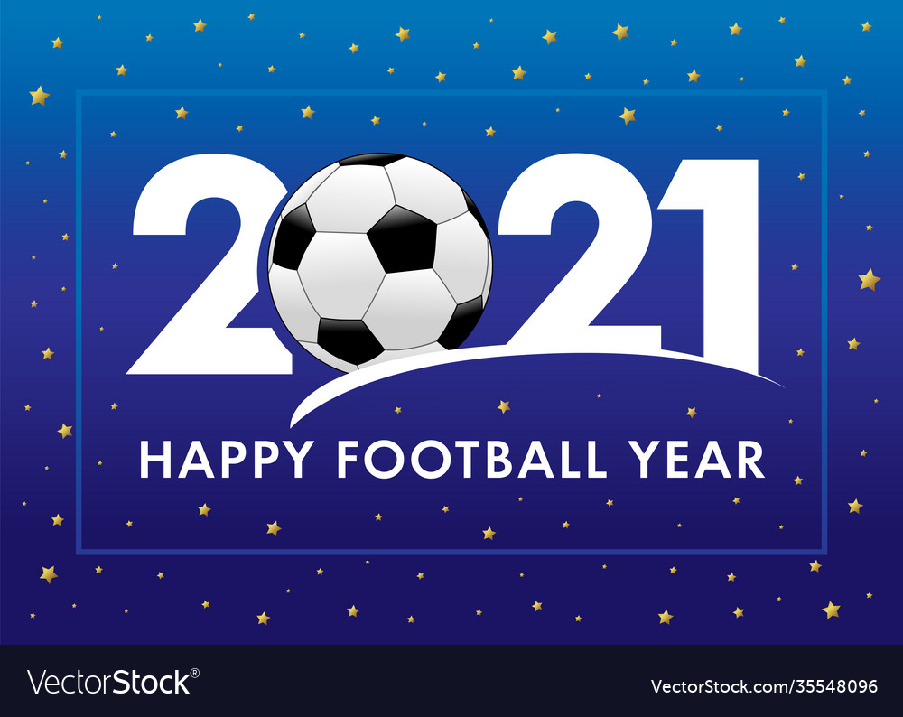 Happy football year 2021 blue banner