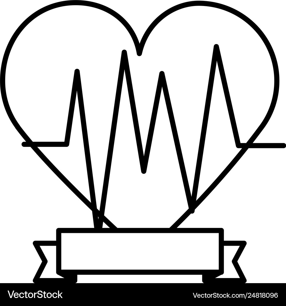 Heartbeat cardiology ribbon Royalty Free Vector Image