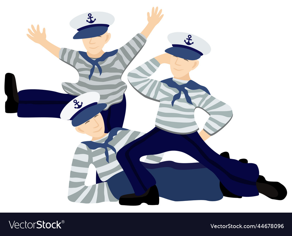 Isolated of three dancing sailors