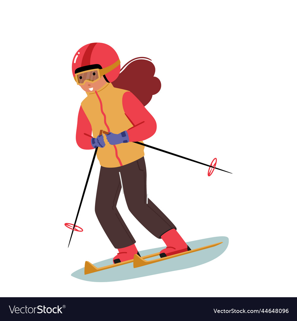 Little girl skiing child wearing warm sportive Vector Image