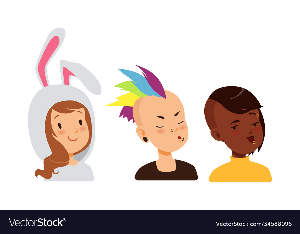 Male and female avatars with different hairstyle Vector Image Male and female avatars with different hairstyle Vector Image