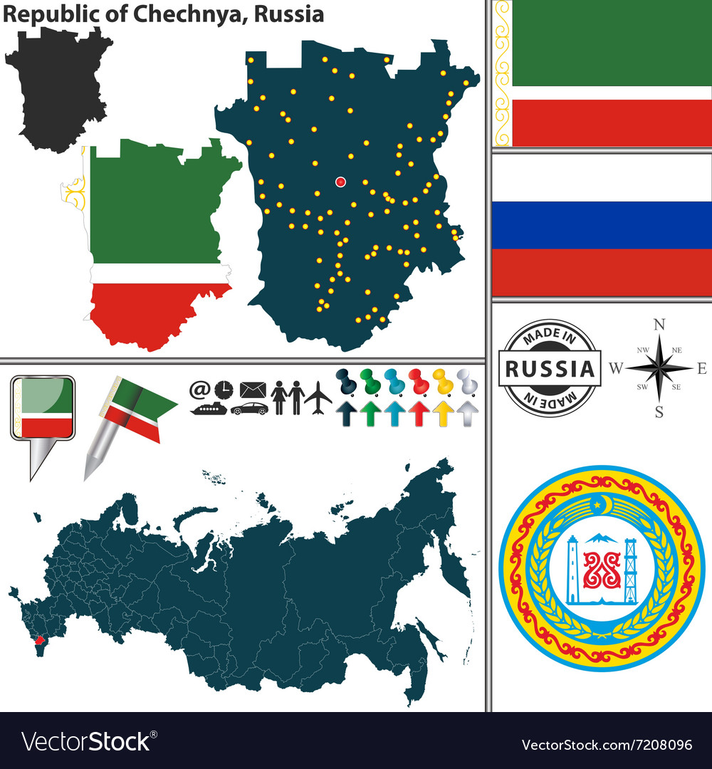 Map of republic chechnya