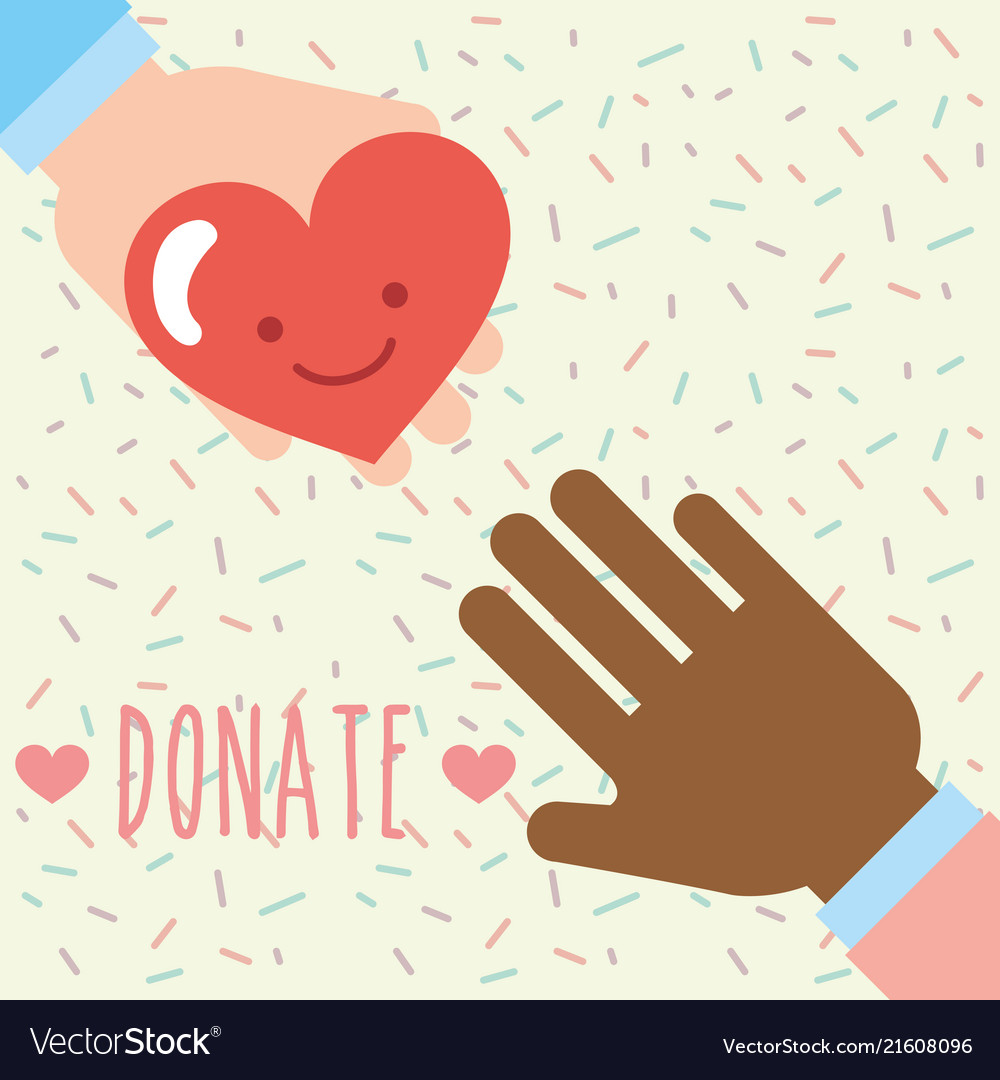 Multiethnic hands heart love kawaii donate charity