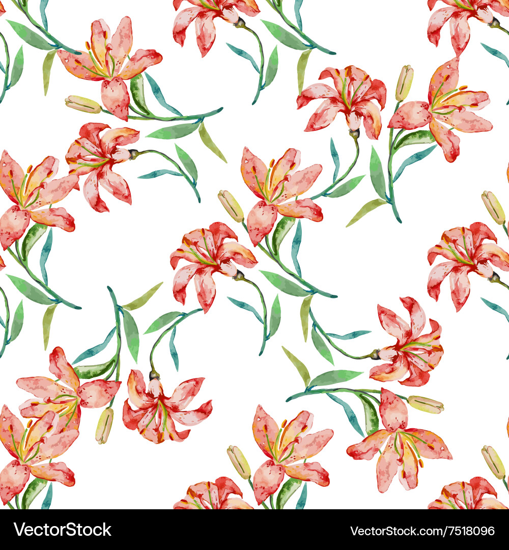 Seamless floral pattern lilies flowers Royalty Free Vector