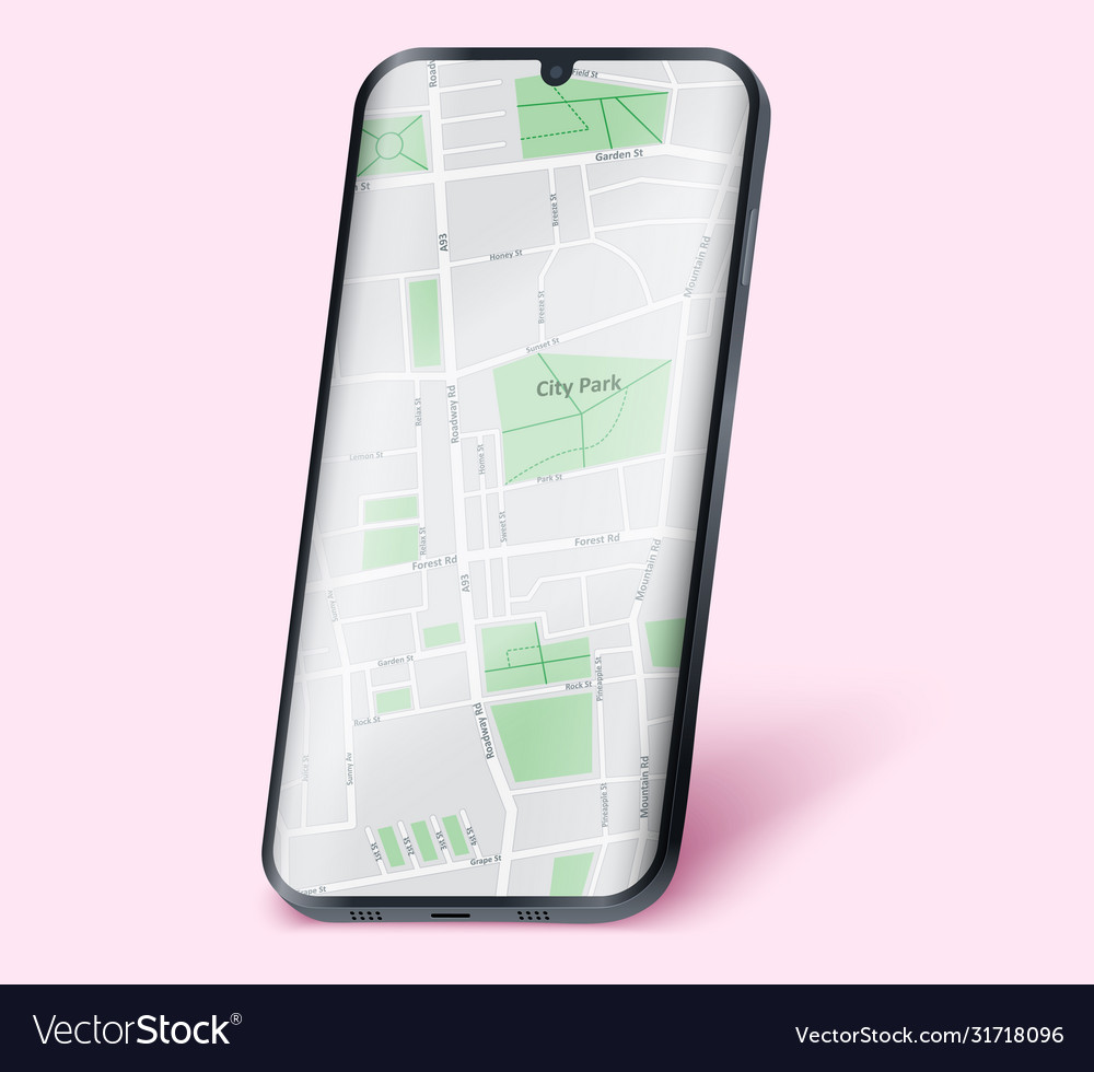 Smartphone layout mockup with map vector image Smartphone layout mockup with map