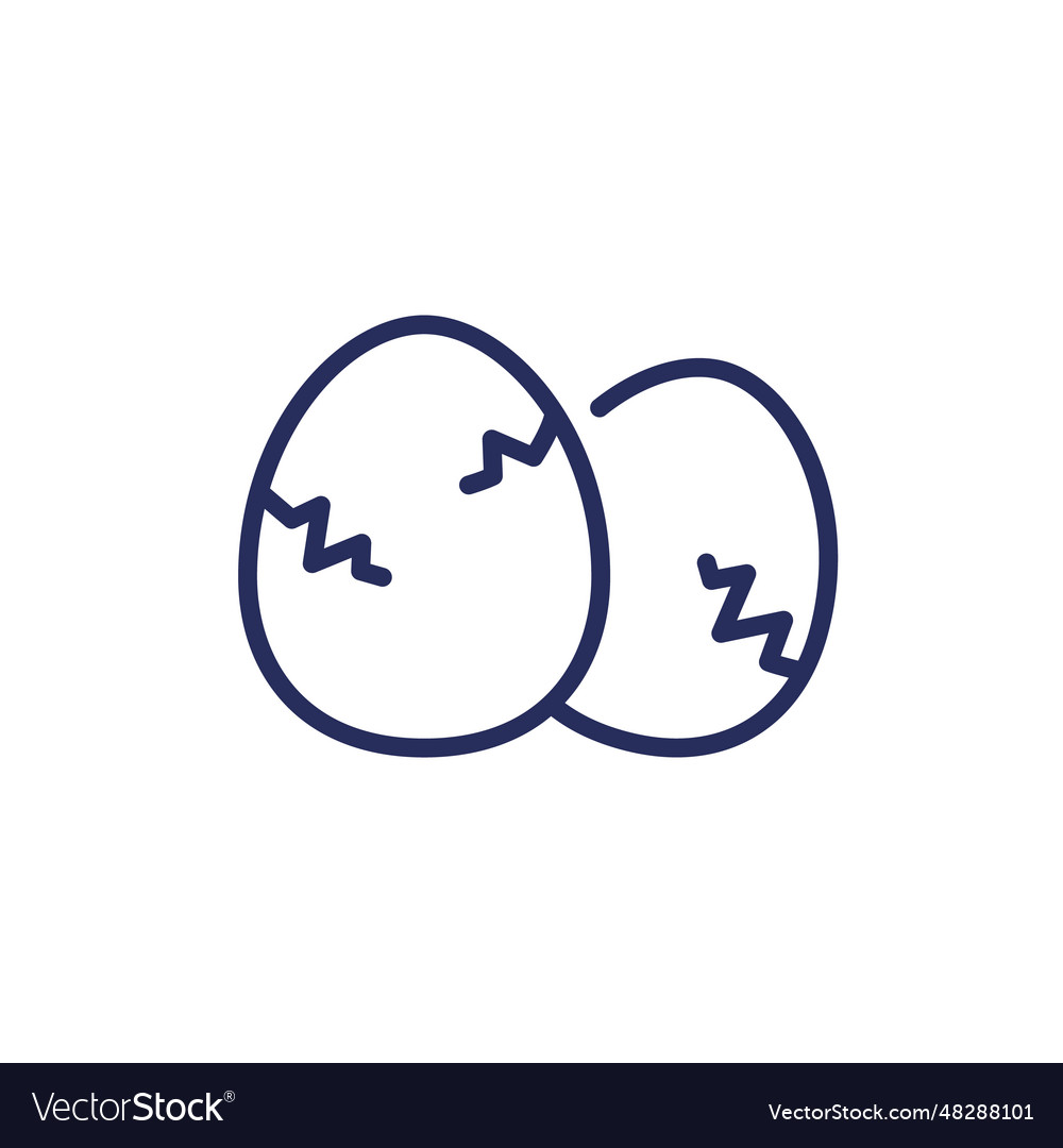 Cracked eggs line icon on white