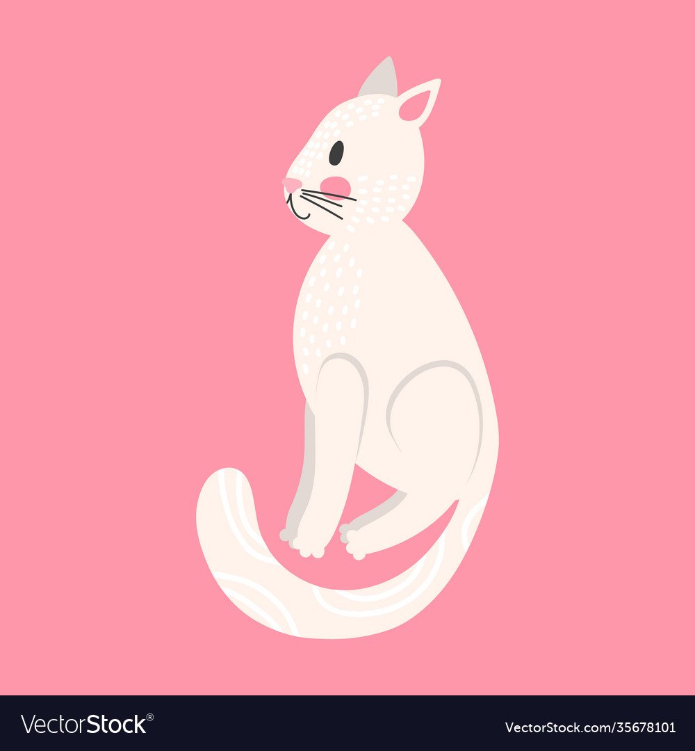 Cute cartoon funny white cat print for kids