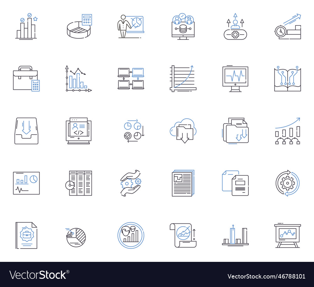 Figures line icons collection statistic analysis vector image Figures line icons collection statistic analysis
