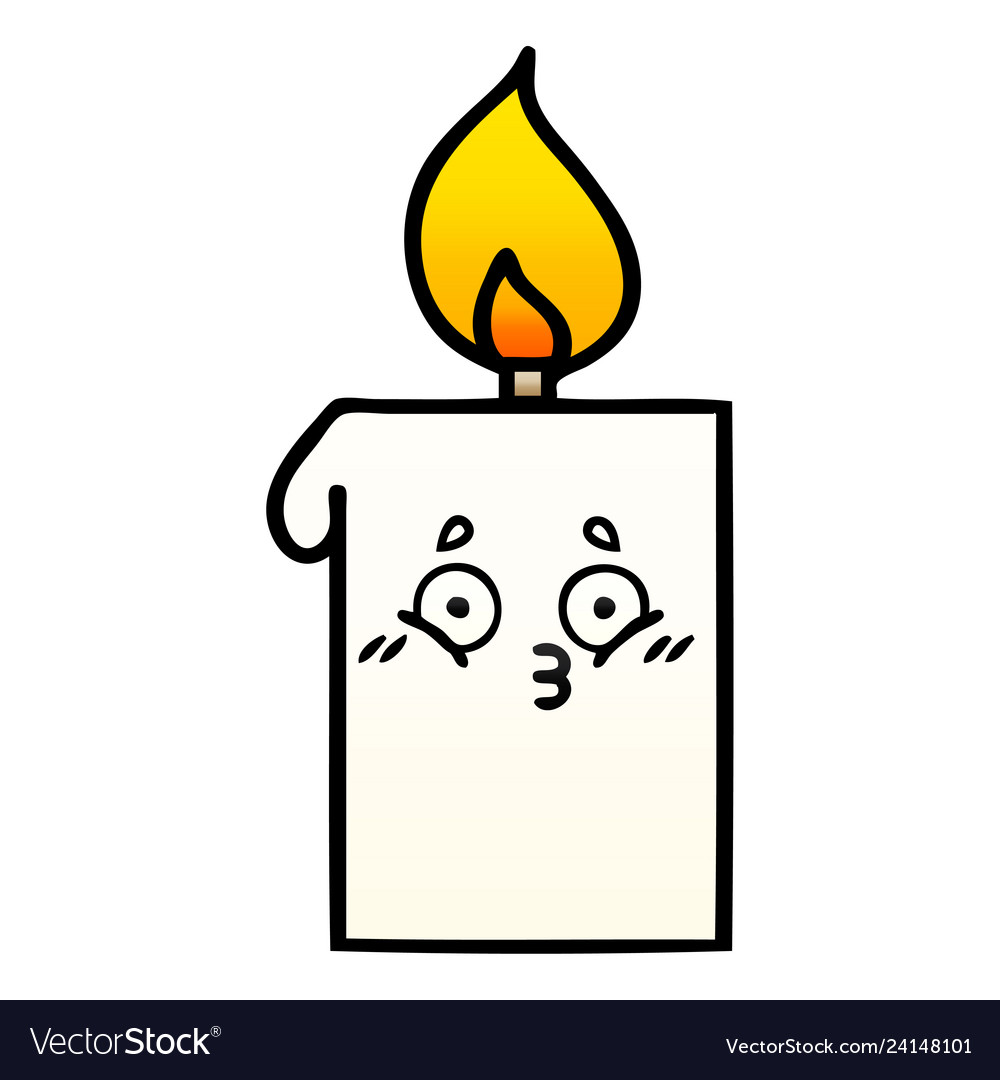 Gradient shaded cartoon lit candle