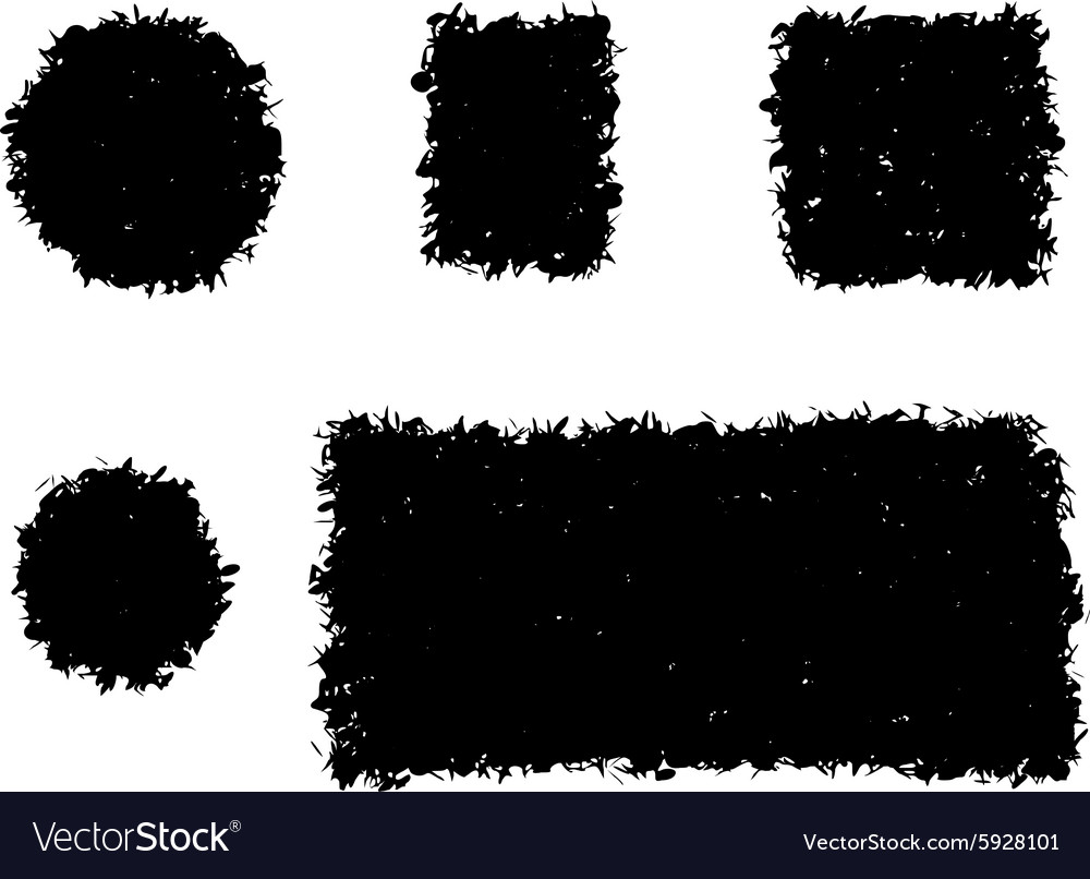 Grunge shape square and round black silhouette