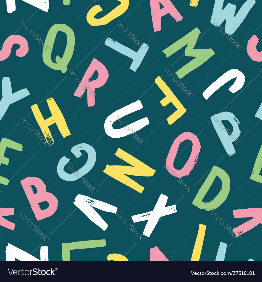 Hand-drawn seamless pattern with alphabet