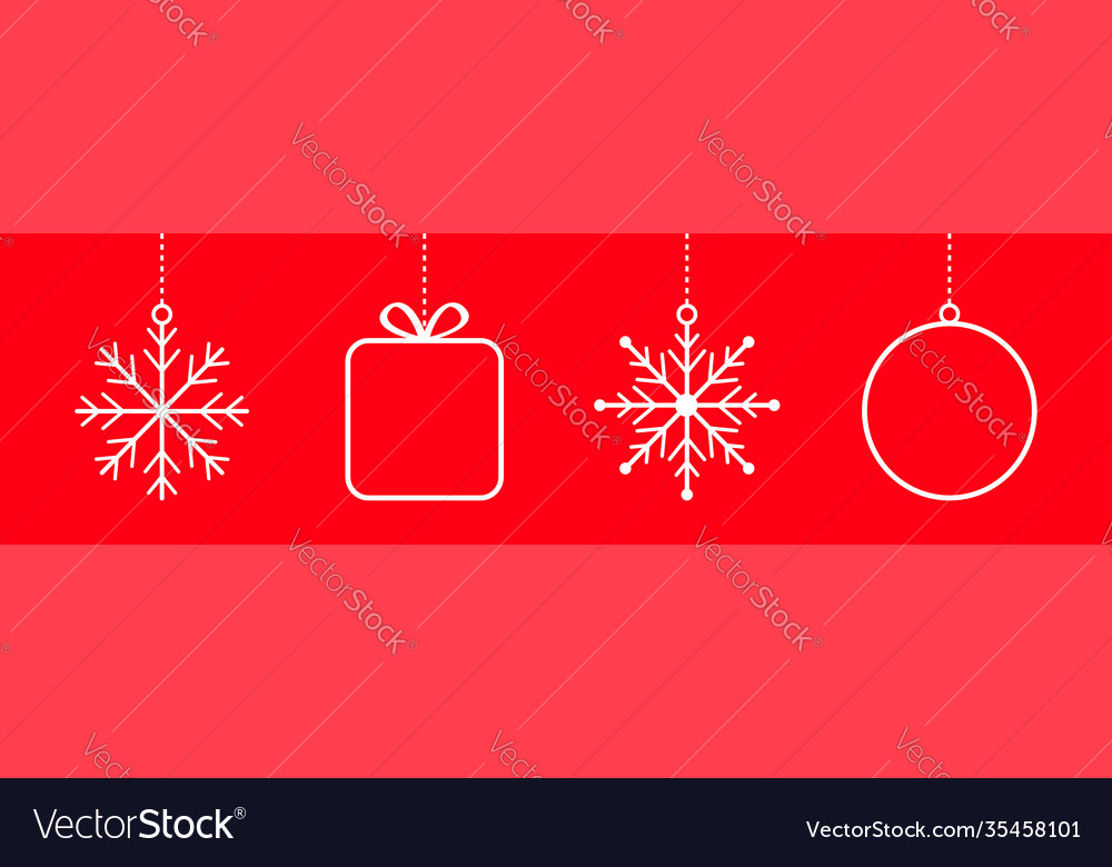 Merry Christmas Ball Geschenkbox Schneeflocke Icon Set