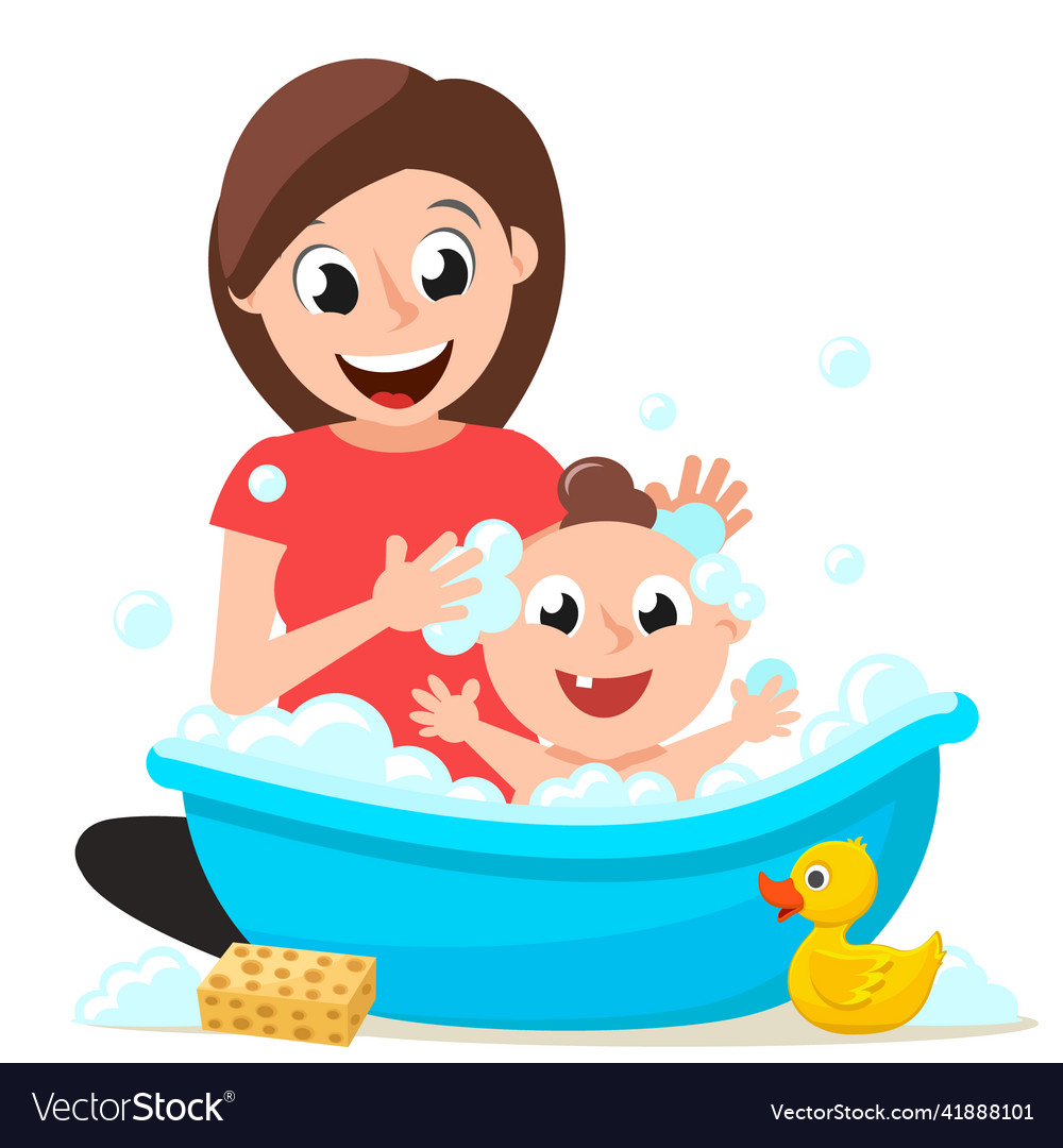 Mom bathing hot sale with baby