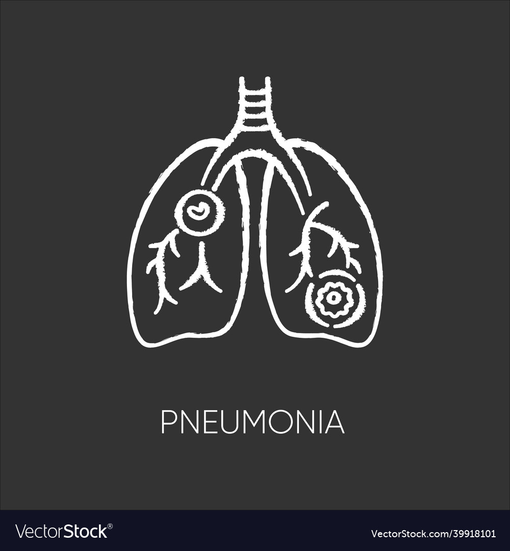 Pneumonia chalk white icon on black background Vector Image