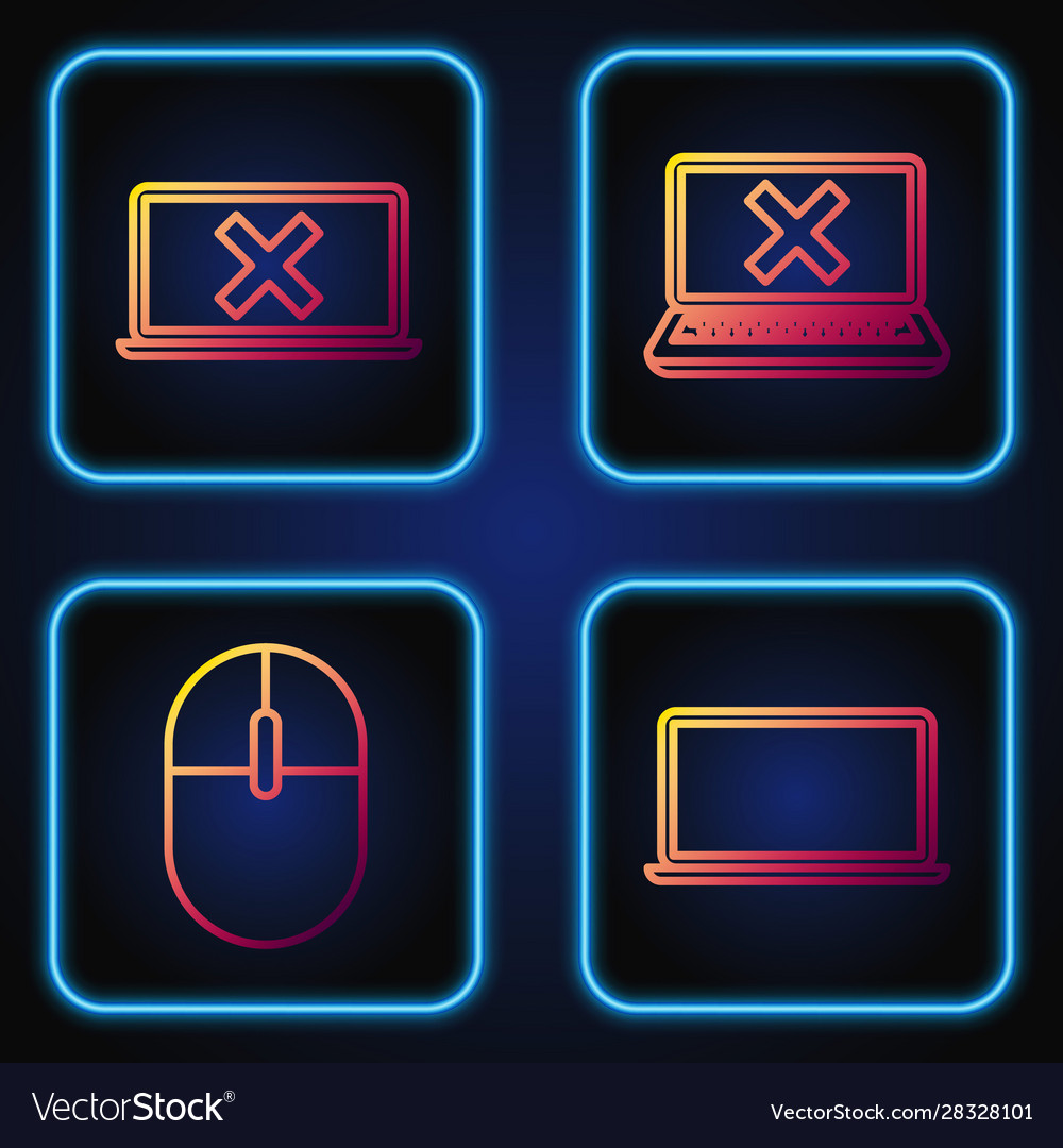 Set line laptop computer mouse and cross vector image Set line laptop computer mouse and cross