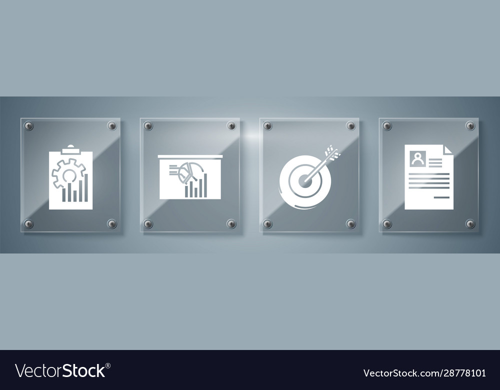 Set resume target board with graph chart vector image Set resume target board with graph chart