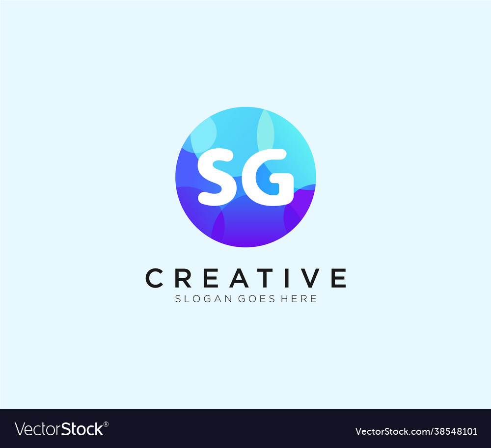 Sg initial logo with colorful circle template vector image Sg initial logo with colorful circle template