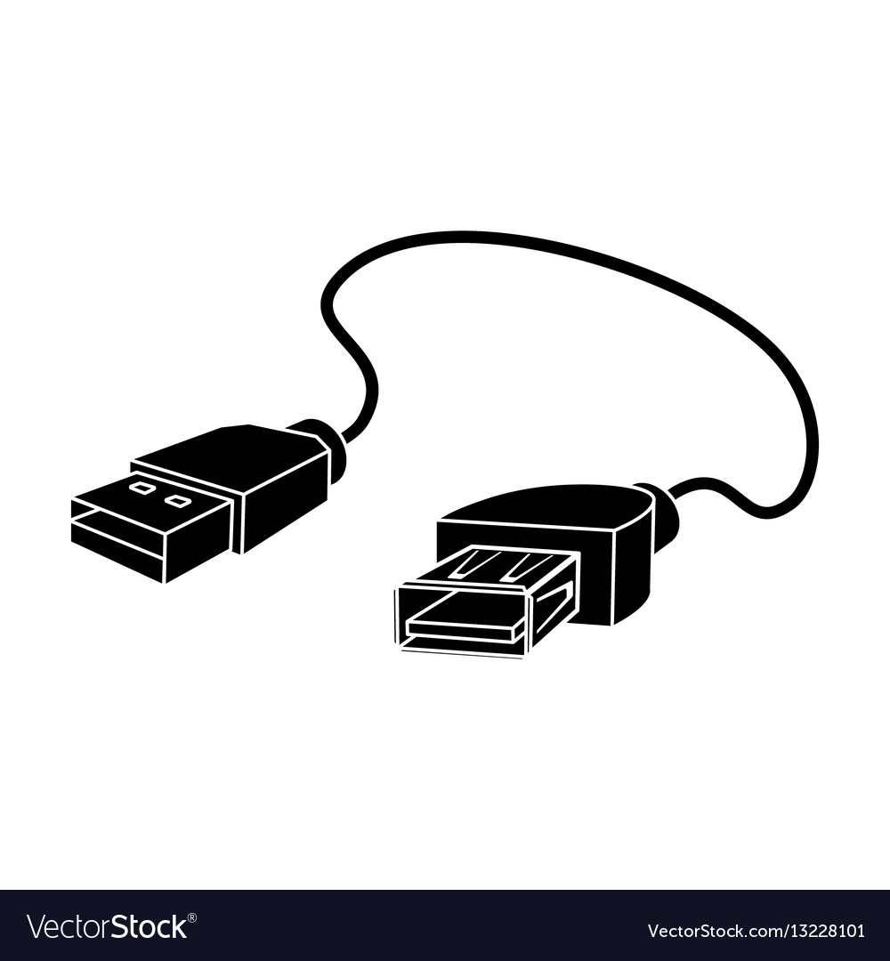 Usb cable icon in black style isolated on white