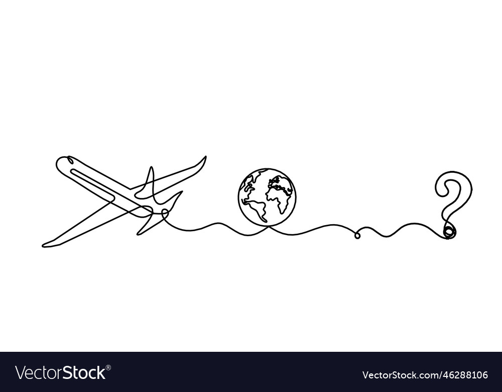 Abstract plane with question mark as line drawing