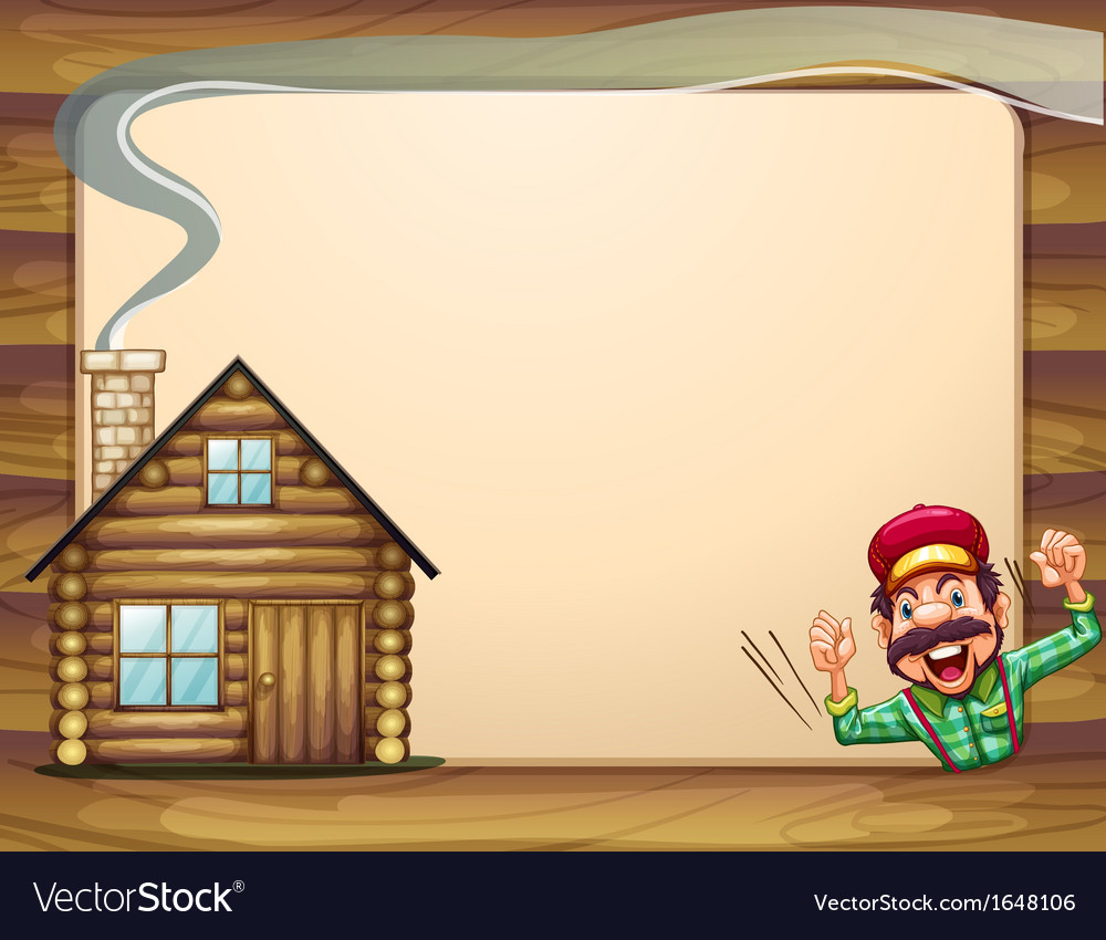 An Empty Wooden Frame With A Lumberjack Shouting