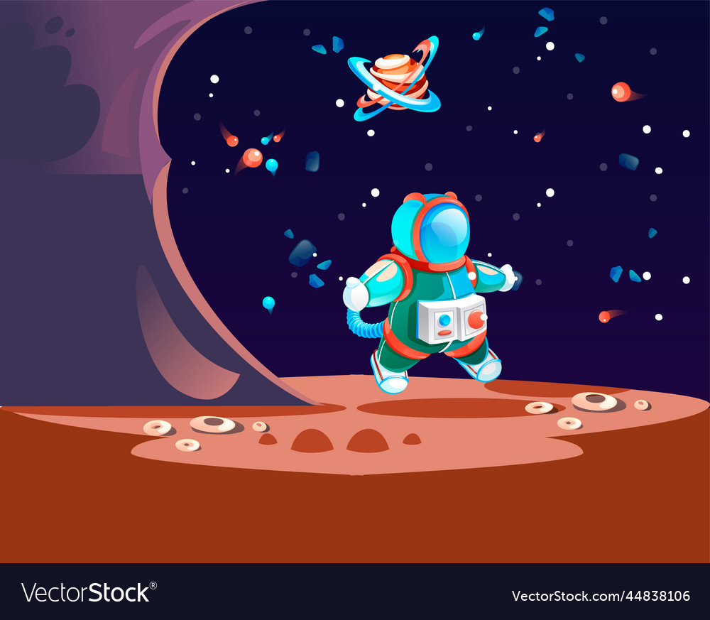 Astronaut in outer space spacesuit walks Vector Image Astronaut in outer space spacesuit walks