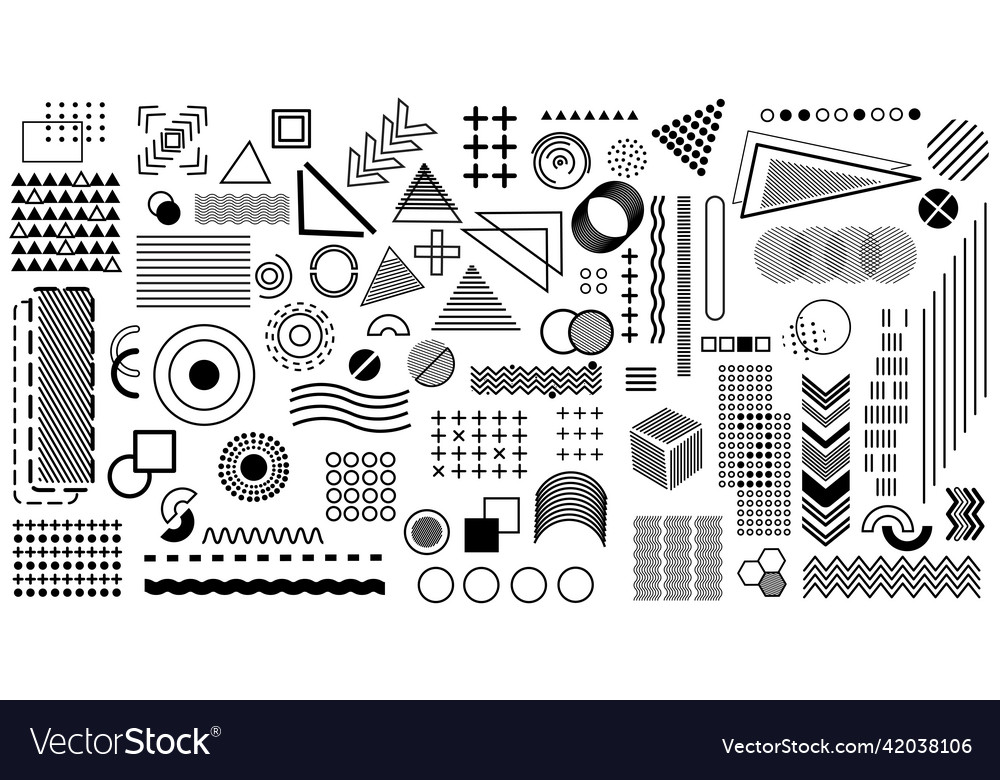Big set of different abstract elements on a white vector image Big set of different abstract elements on a white