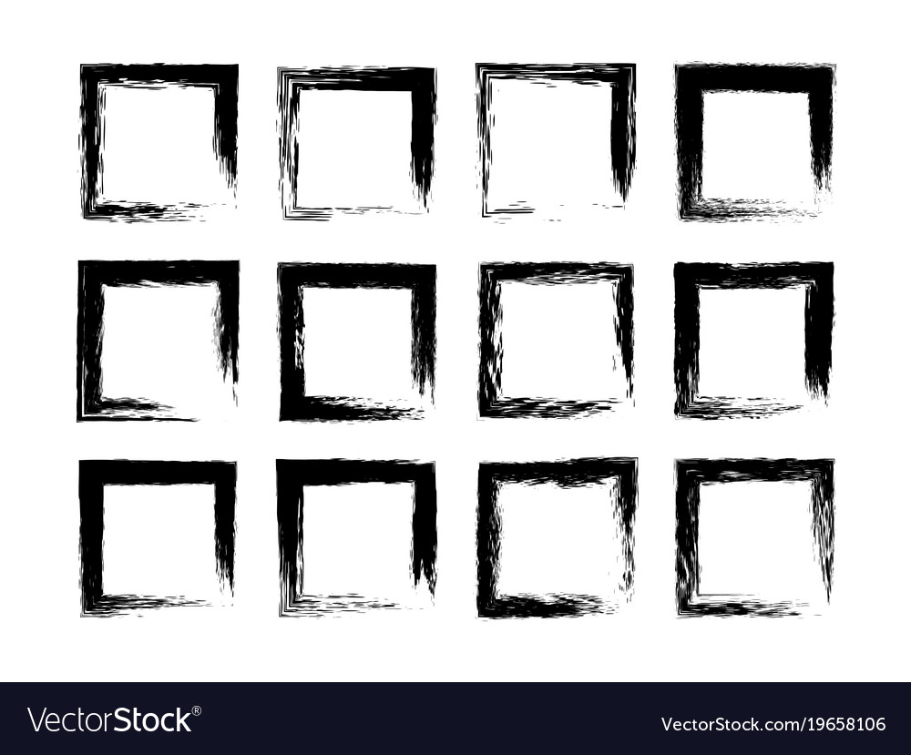 Collection Empty Black Grunge Rectangle Frame Vector Image