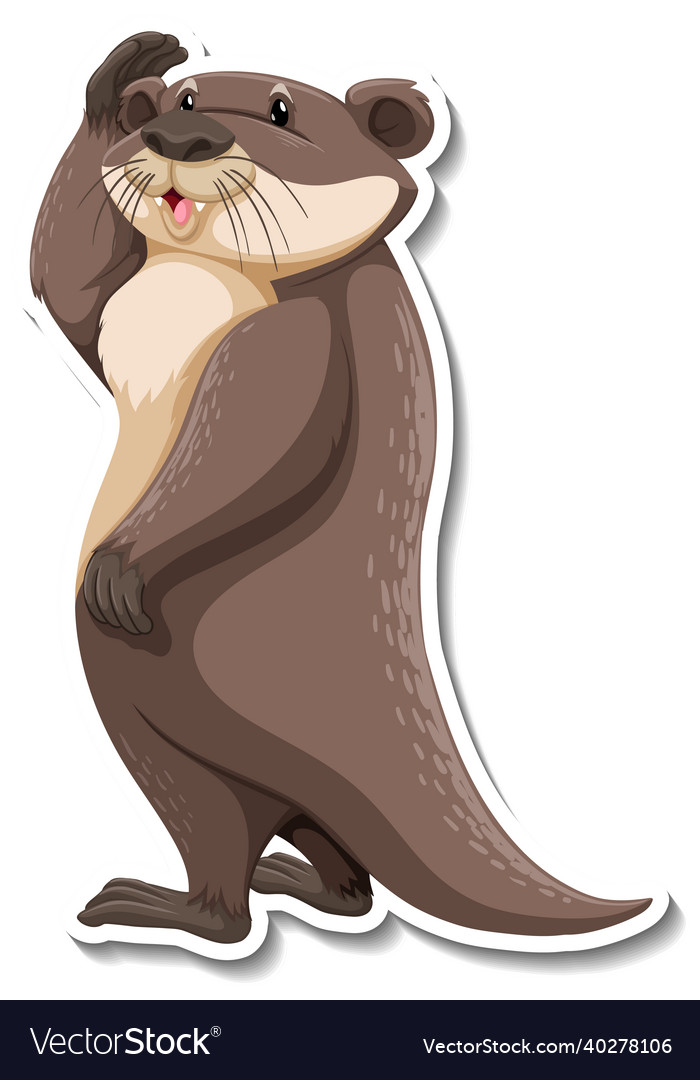 Cute otter wild animal cartoon sticker