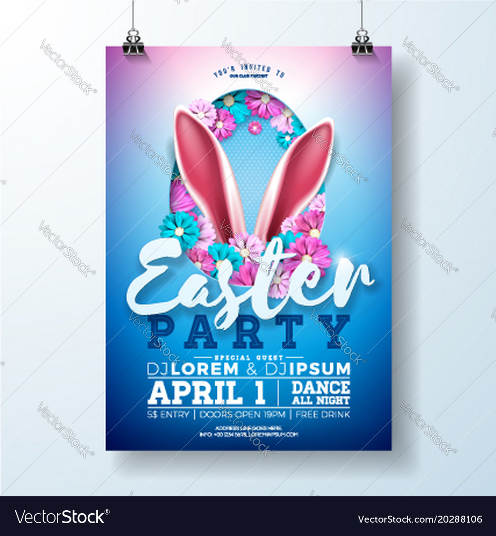 easter party flyer with rabbit easter party flyer