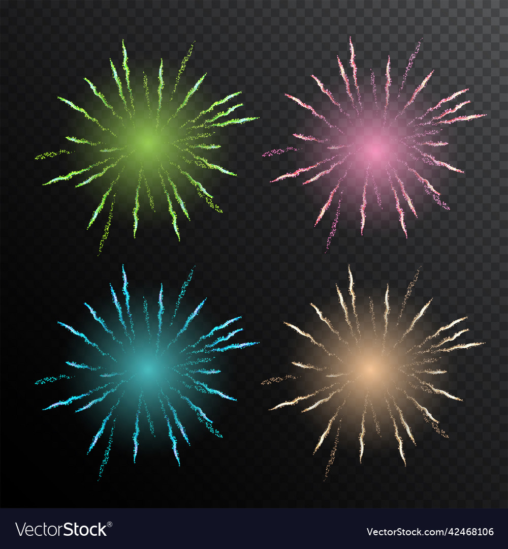 Firework burst set isolated on transparent