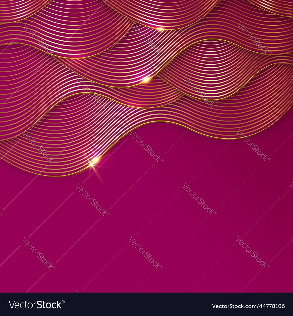 Gold Wave Frame with Sparkling Lines