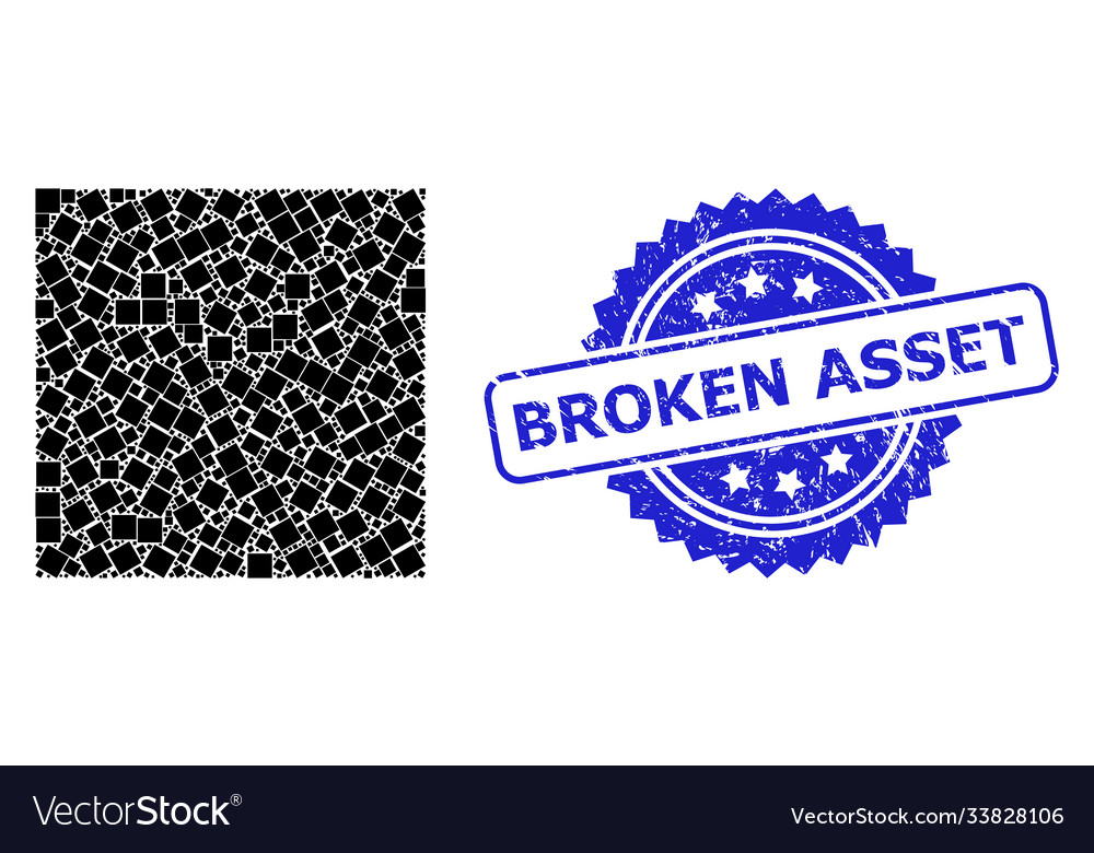 Grunge broken asset seal stamp and recursive vector image Grunge broken asset seal stamp and recursive