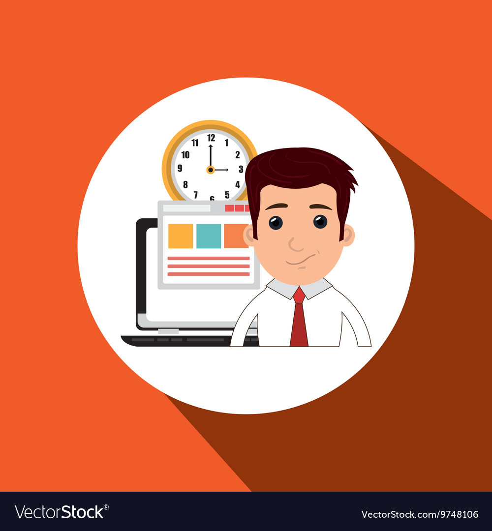 Man and computer isolated icon design