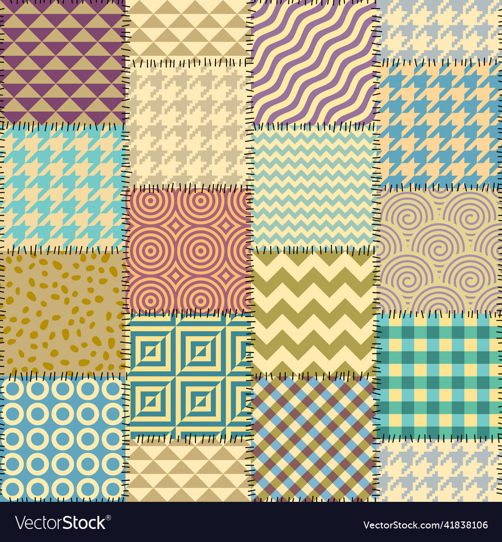 Patchwork textile pattern seamless quilting