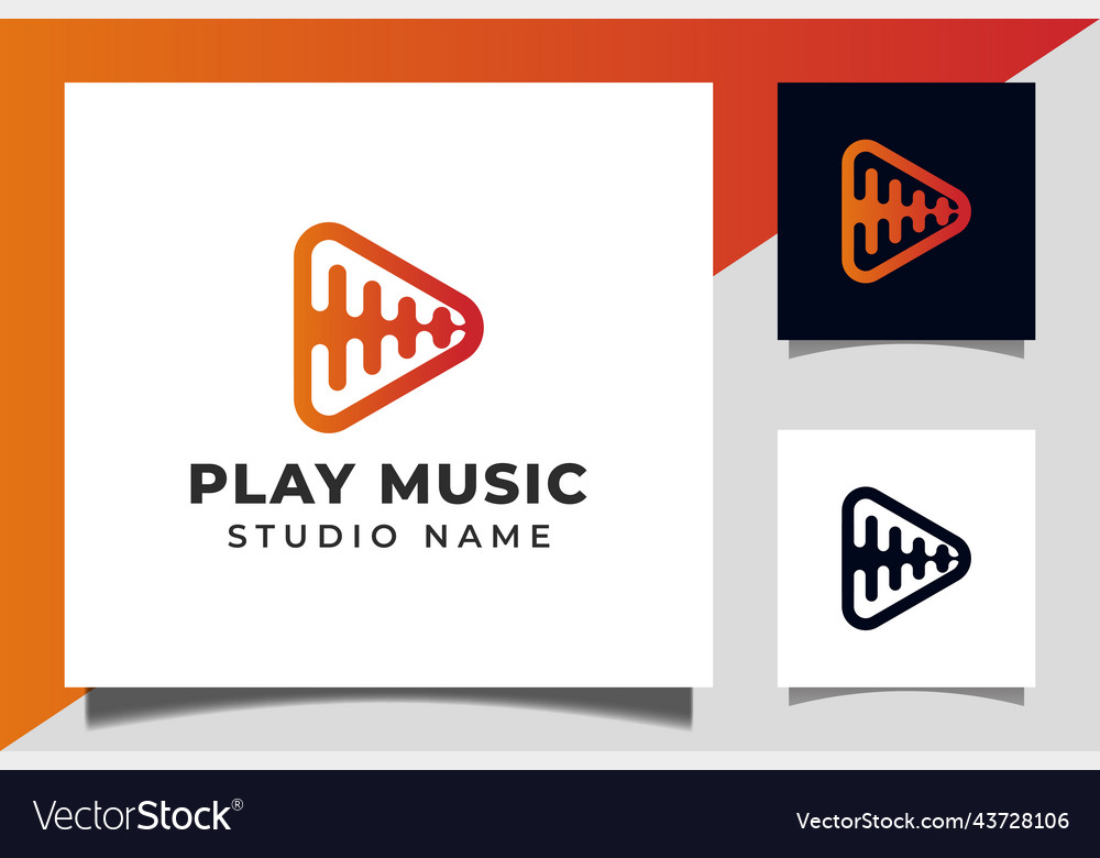 Play button icon with pulse music player design