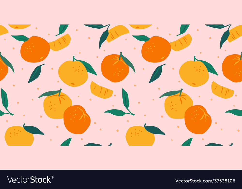 Seamless pattern with mandarins trendy