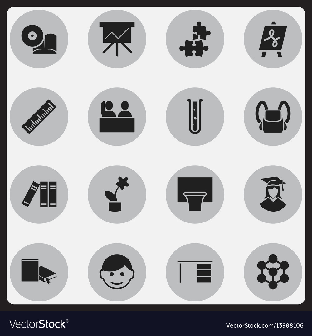 Set of 16 editable university icons includes vector image Set of 16 editable university icons includes