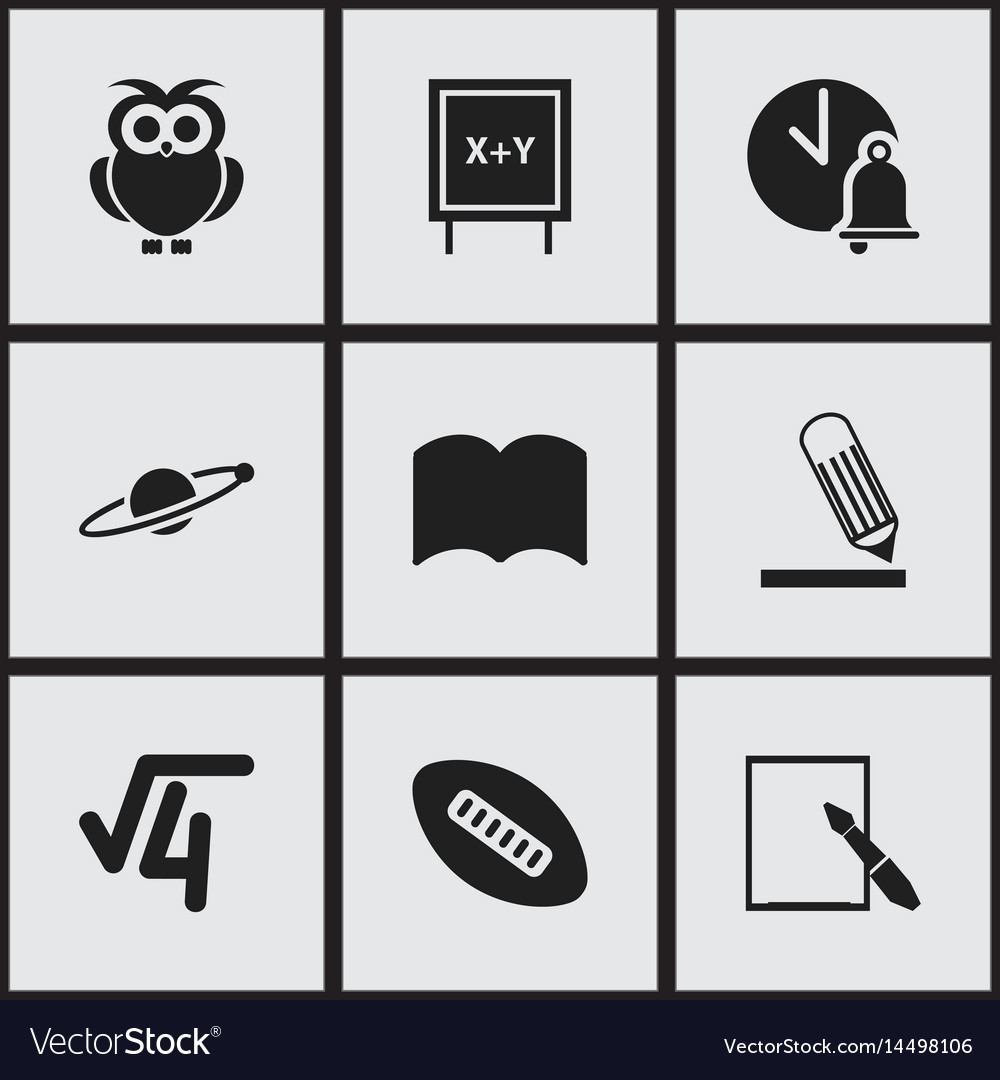 Set of 9 editable university icons includes