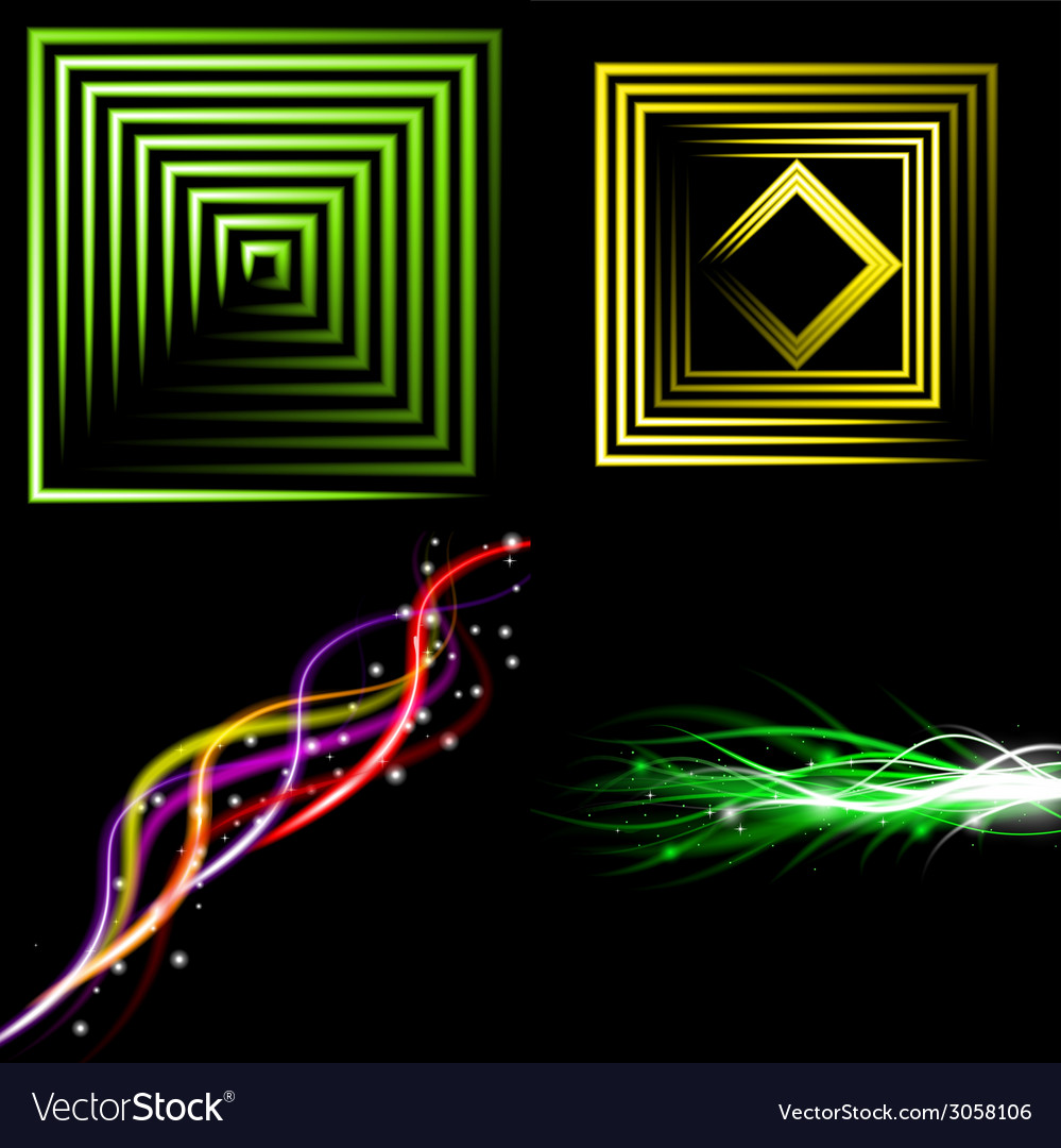 Set of blurry abstract lines light effect sparkle