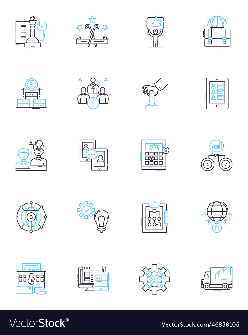 Social contract linear icons set obligation