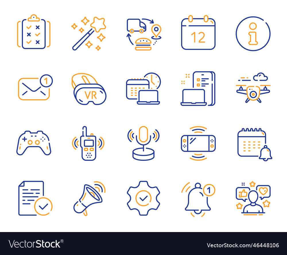 Tech line icons game console joystick gamepad vector image Tech line icons game console joystick gamepad