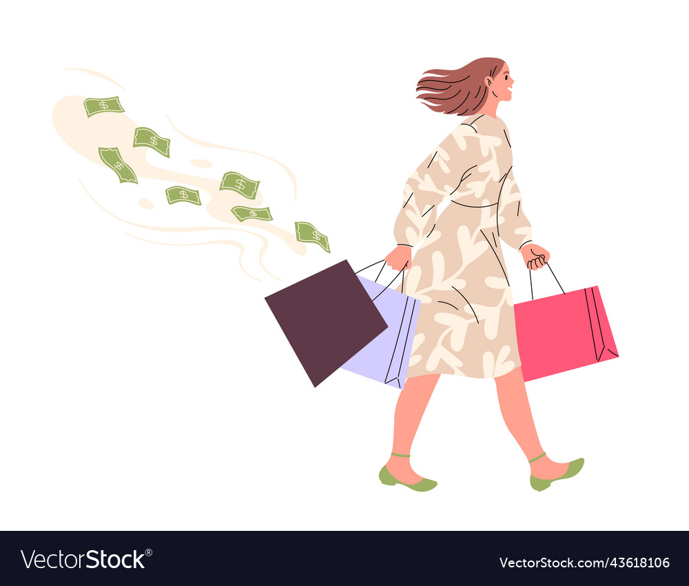 Woman made purchases by spending lot of money Vector Image