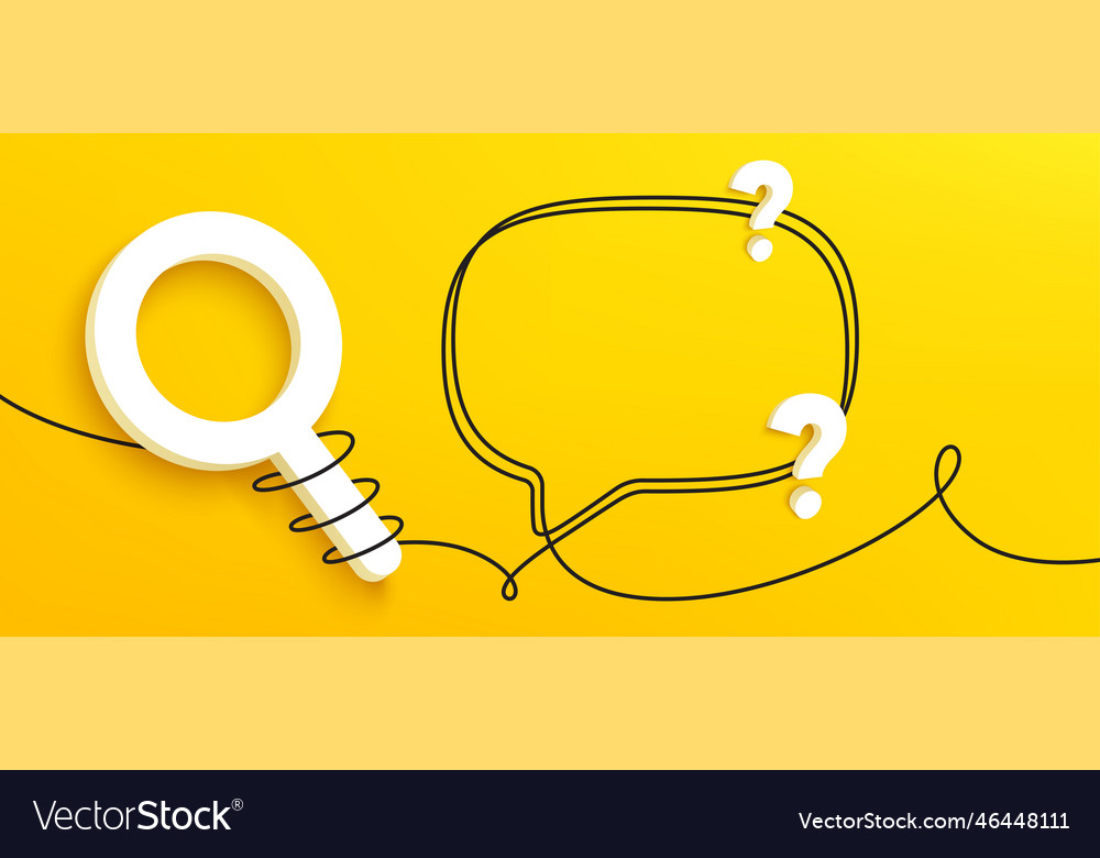 3d search tool with continuous line speech bubble
