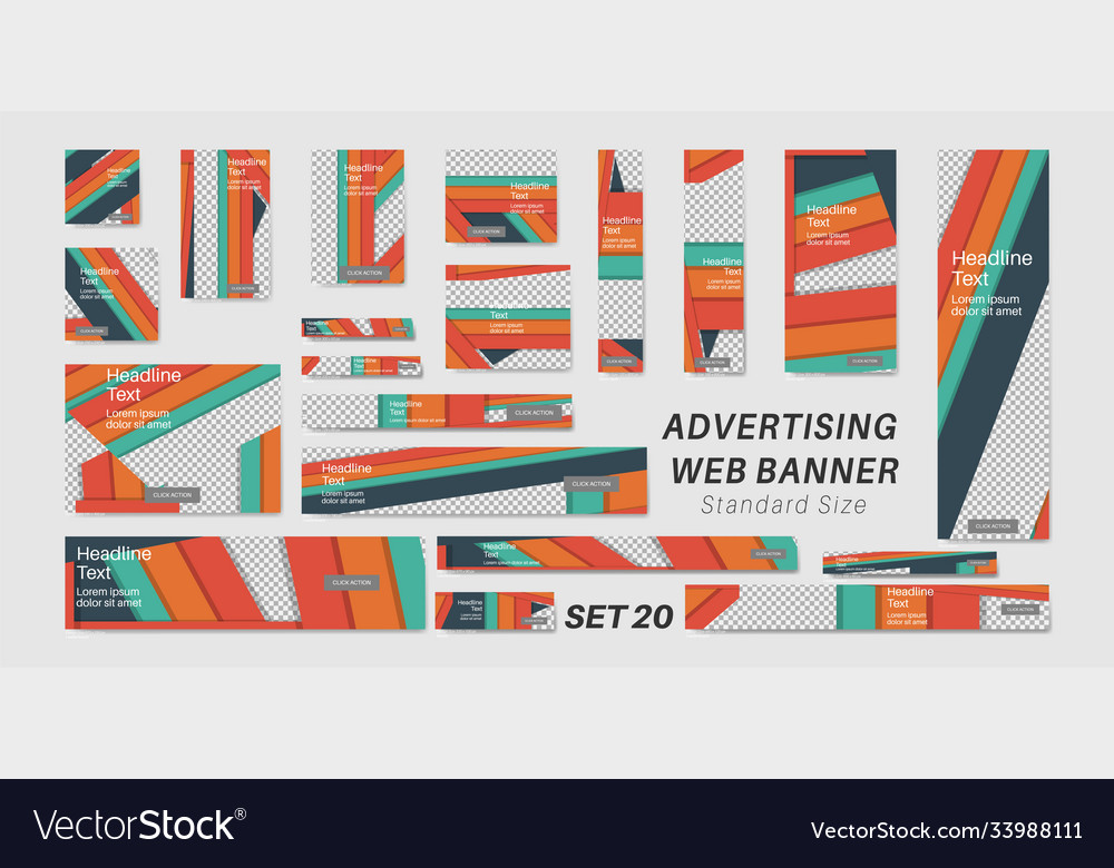 Ad web banner with standard size design template vector image Ad web banner with standard size design template