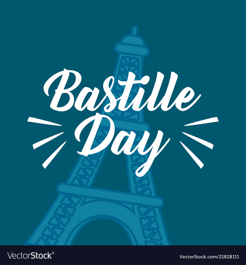 Bastille day celebration card with eiffel tower