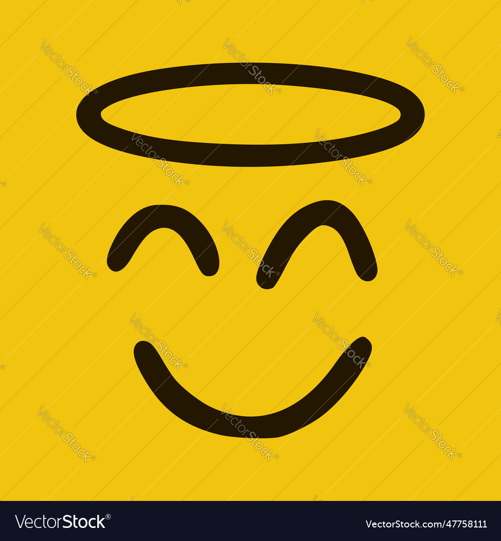 Happy holy emoticon in doodle style yellow