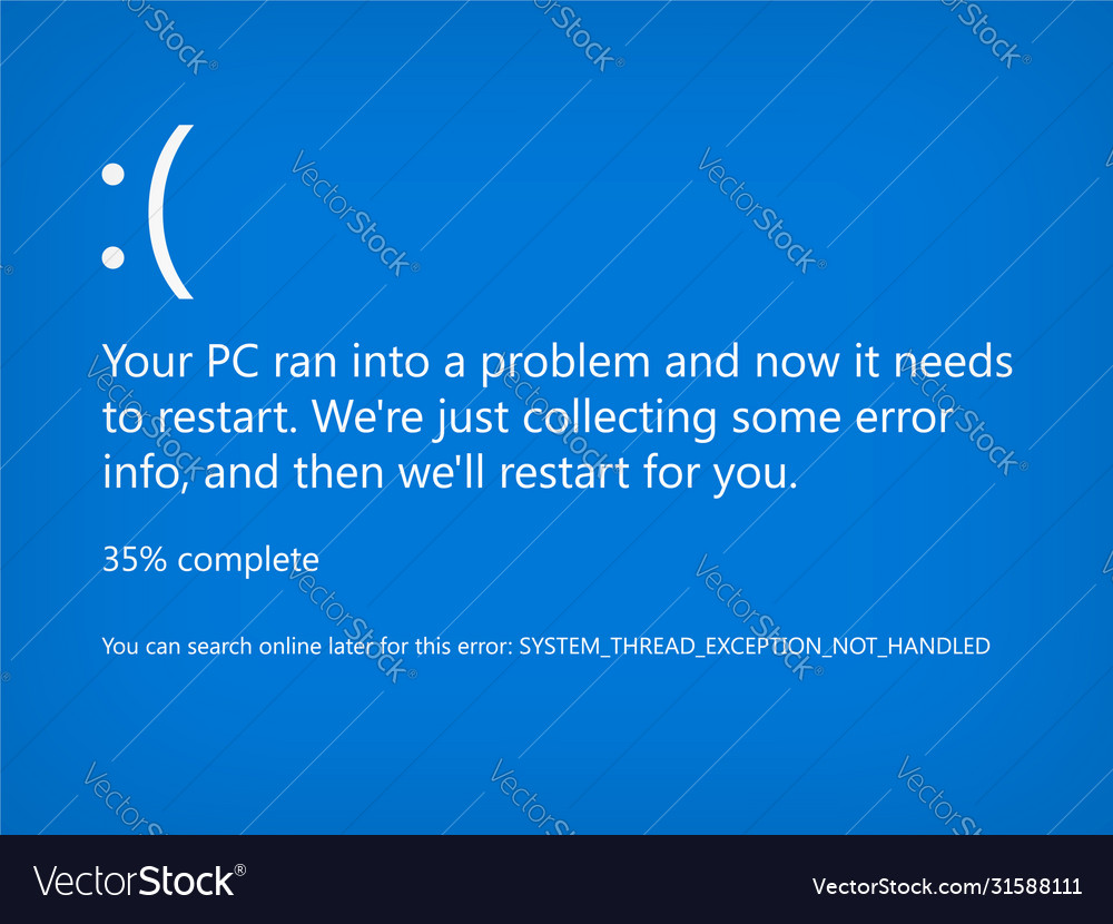 Modern blue screen death bsod system crash Vector Image