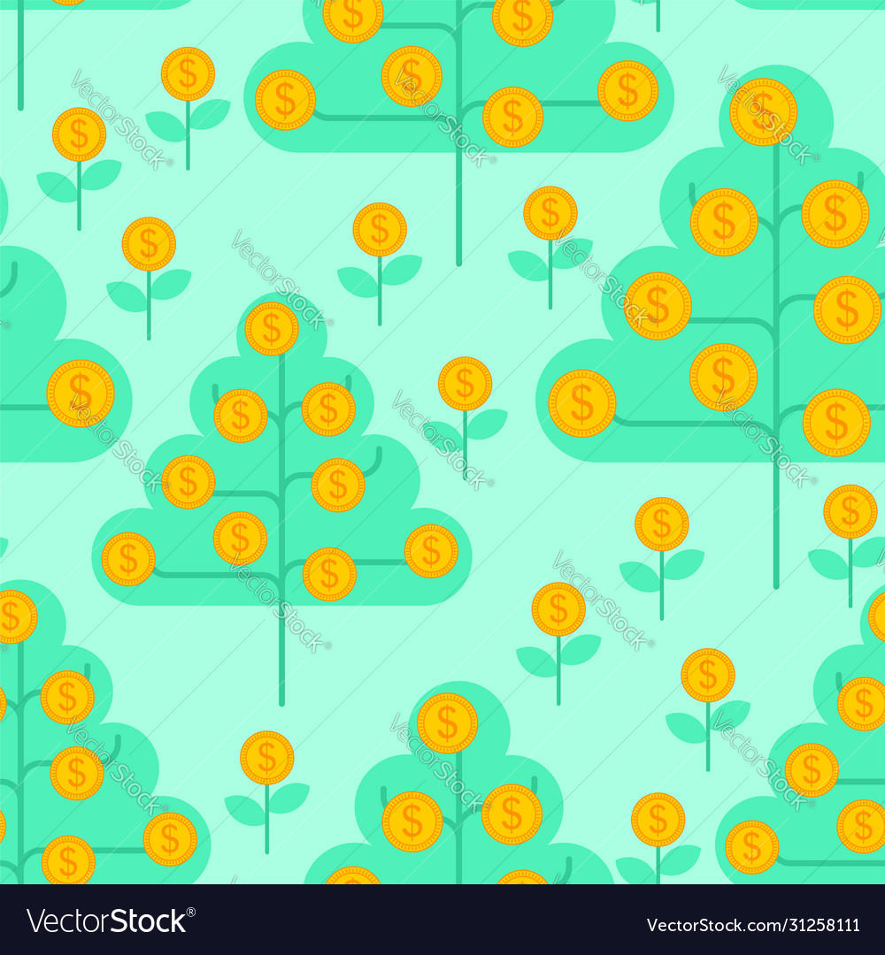 Money tree pattern seamless dollar sprout Vector Image