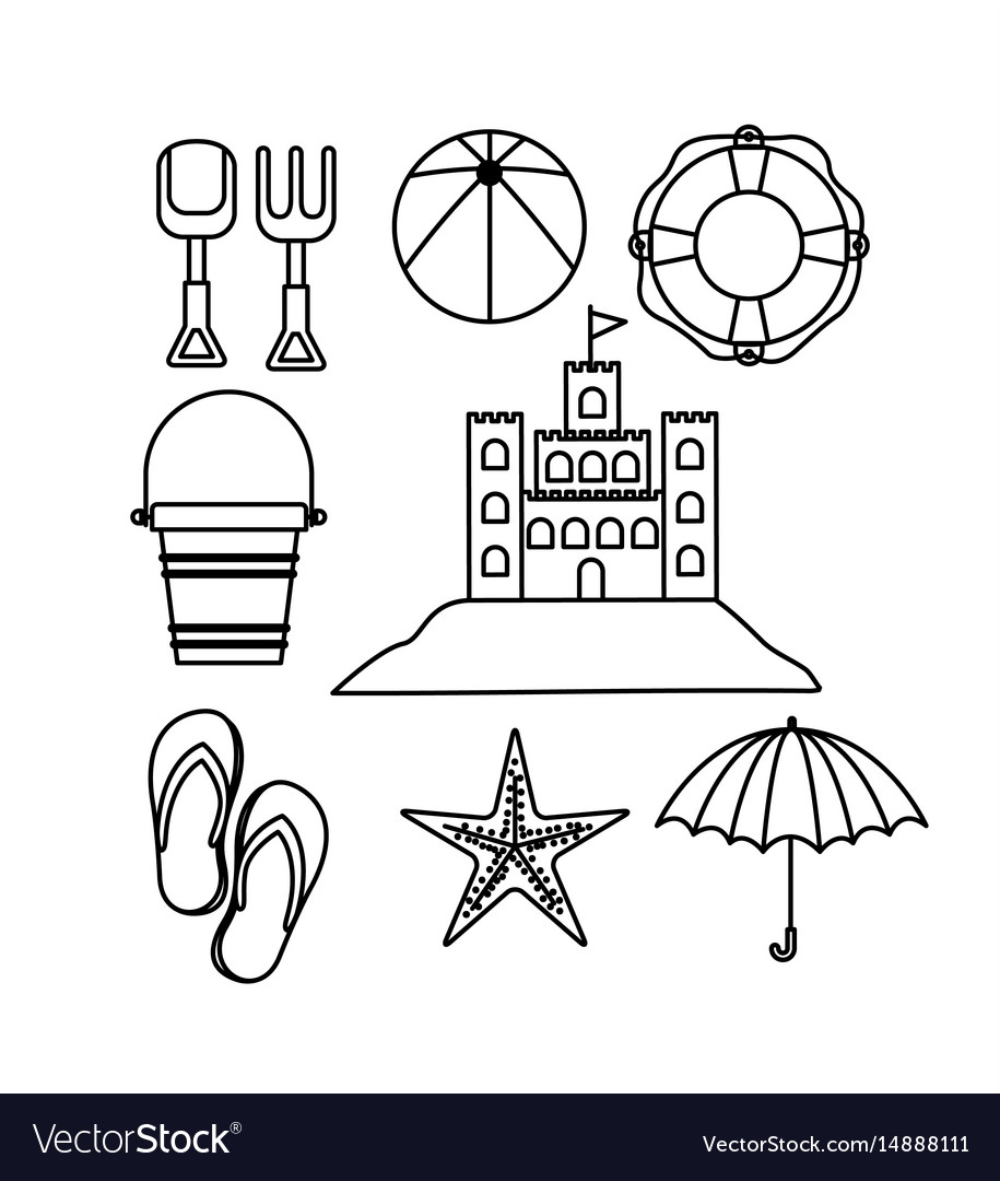 Monochrome silhouette with objects set for fun