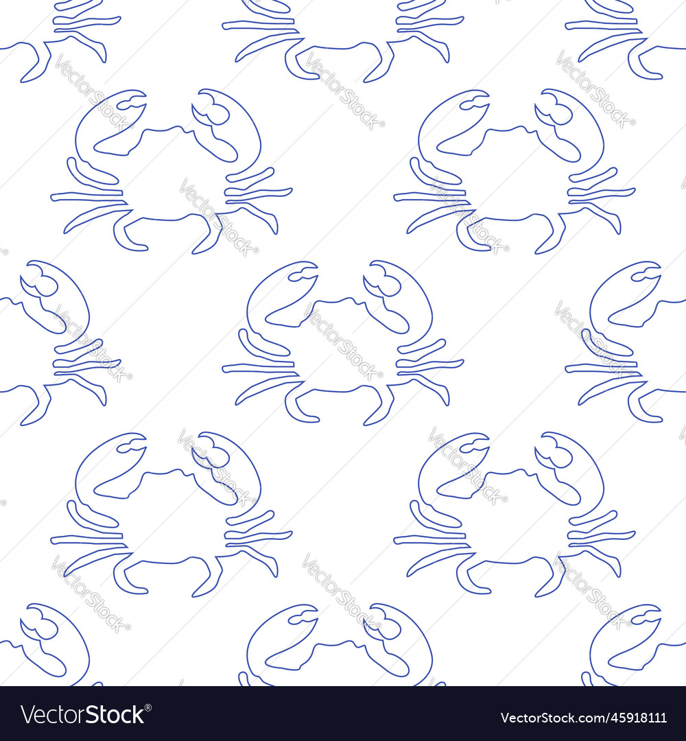 Seamless pattern with outline of crab
